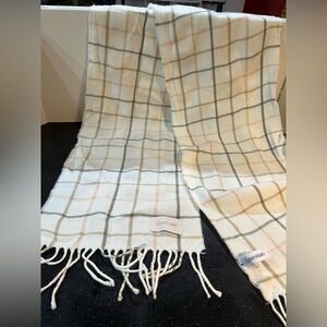 Calvin Klein Checkered Scarf in Cream and Tan